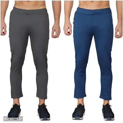 MGrandbear Men's Stretchable Solid Regular Fit Track Pant for Men Pack of 2 (32, Dark Grey-Blue)