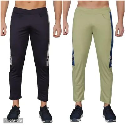 MGrandbear Men's streachable Regular Fit Track Pant for Men Pack of 2 (34, Navy-Light Green)