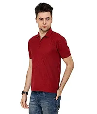 Grand Bear Polo Neck Half Sleeves Plain T Shirts for Mens/Polo Tshirt (38, Maroon)-thumb1