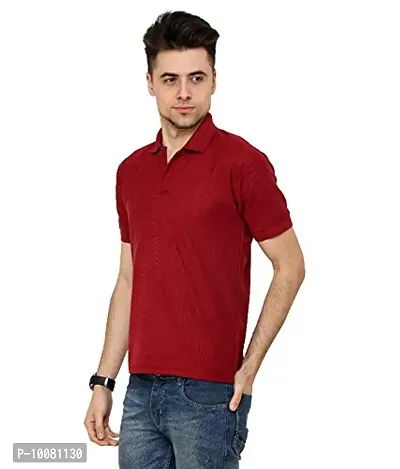 Grand Bear Polo Neck Half Sleeves Plain T Shirts for Mens/Polo Tshirt (38, Maroon)-thumb2