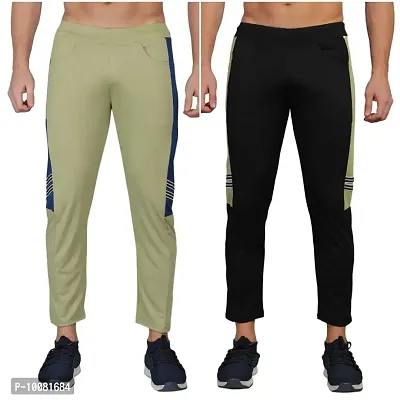 MGrandbear Men's streachable Regular Fit Track Pant for Men Pack of 2 (34, Light Green- Black)