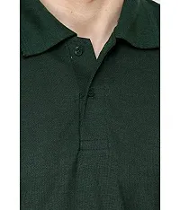 Grand Bear Polo Neck Half Sleeves Plain T Shirts for Mens/Polo Tshirt (44, Dark Green)-thumb3