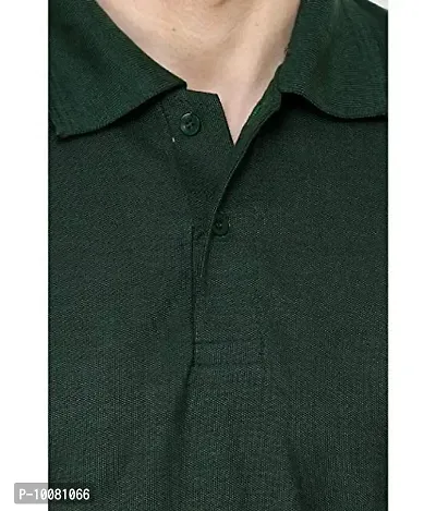 Grand Bear Polo Neck Half Sleeves Plain T Shirts for Mens/Polo Tshirt (44, Dark Green)-thumb4