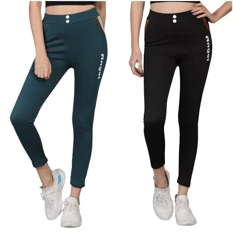 MGrandbear Stretchable Yoga Pants & Tights for Women Sportswear Gymwear Pack of 2