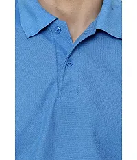 Grand Bear Polo Neck Half Sleeves Plain T Shirts for Mens/Polo Tshirt (40, Sky)-thumb3