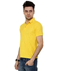 Grand Bear Polo Neck Half Sleeves Plain T Shirts for Mens/Polo Tshirt (38, Yellow)-thumb1