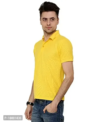 Grand Bear Polo Neck Half Sleeves Plain T Shirts for Mens/Polo Tshirt (38, Yellow)-thumb2