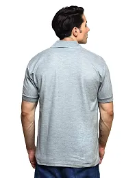 Grand Bear Polo Neck Half Sleeves Plain T Shirts for Mens/Polo Tshirt (40, Grey)-thumb2