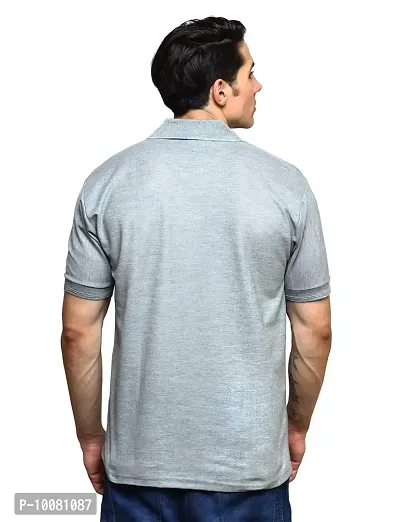 Grand Bear Polo Neck Half Sleeves Plain T Shirts for Mens/Polo Tshirt (40, Grey)-thumb3