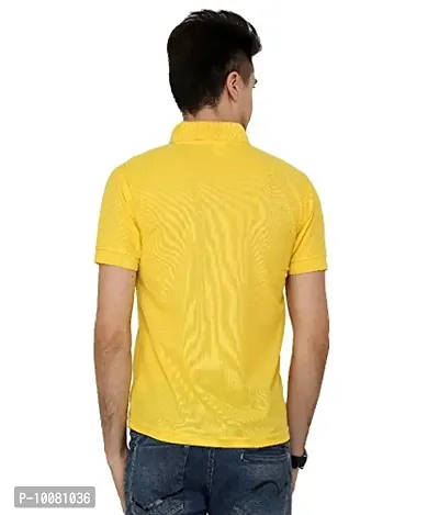 Grand Bear Polo Neck Half Sleeves Plain T Shirts for Mens/Polo Tshirt (38, Yellow)-thumb3