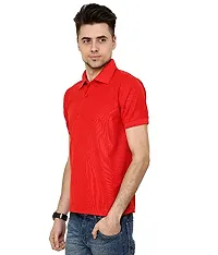 Grand Bear Polo Neck Half Sleeves Plain T Shirts for Mens/Polo Tshirt (42, RED)-thumb1