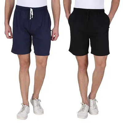Solid Trendy Cotton  Shorts For Men Pack of 2