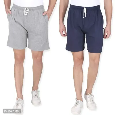 Solid Trendy Cotton  Shorts For Men Pack of 2-thumb0