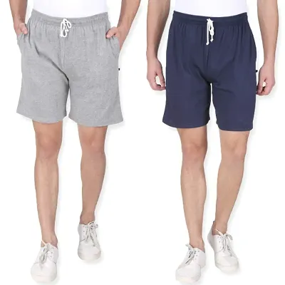 Solid Trendy Cotton  Shorts For Men Pack of 2