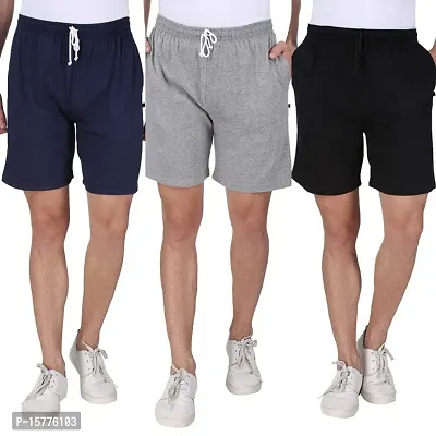 Solid Trendy Cotton  Shorts For Men Pack of 3-thumb0