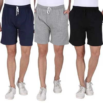 Solid Trendy Cotton  Shorts For Men Pack of 3