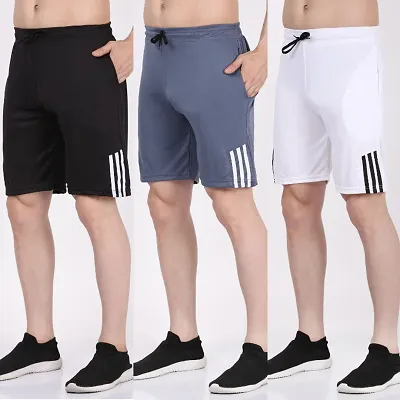 Solid Trendy stripe Shorts For Men Pack of 3