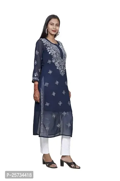 Sahara Women's Georgette Chikankari Embroidery Kurta-thumb3