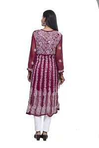 Sahara Women's Georgette Chikankari Embroidery Anarkali Kurta (Rani 38)-thumb4