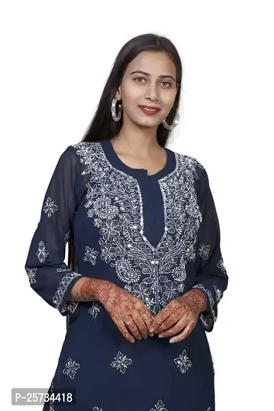 Sahara Women's Georgette Chikankari Embroidery Kurta-thumb2