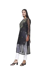 Women's Georgette Chikankari Embroidery Anarkali Kurta (Colour:-Black Size:-42)-thumb2