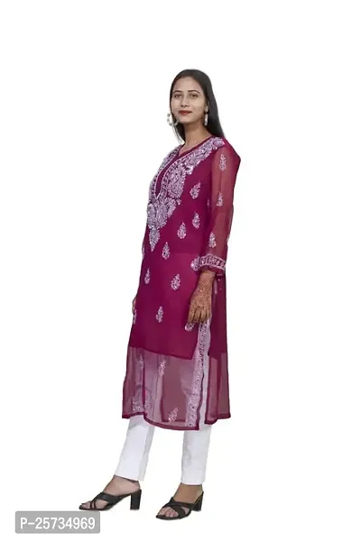 Women Georgette Chikankari Embroidery Anarkali Kurta-thumb3