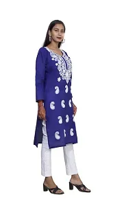 Women's Georgette Chikankari Embroidery Anarkali Kurta Blue-thumb3