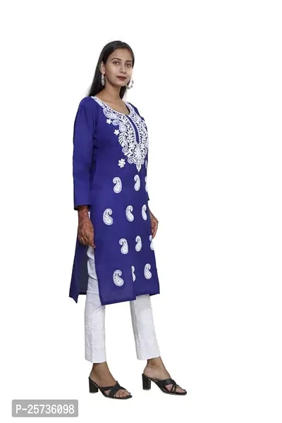 Women's Georgette Chikankari Embroidery Anarkali Kurta Blue-thumb4