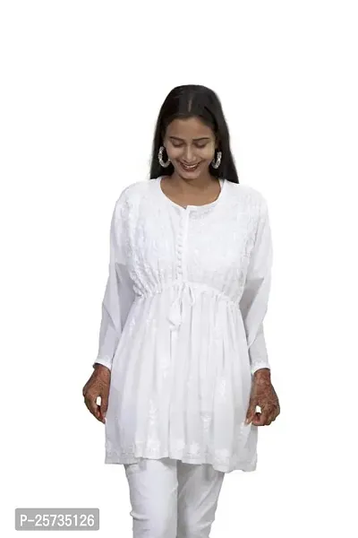 Women's Georgette Chikankari Embroidery Anarkali Kurta White