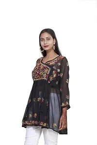 Women's Georgette Chikankari Embroidery Anarkali Kurta (Colour:-Balck Size:-42)-thumb2