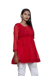 Sahara Women's Georgette Chikankari Embroidery Kurta-thumb1