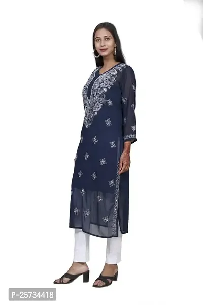 Sahara Women's Georgette Chikankari Embroidery Kurta-thumb4