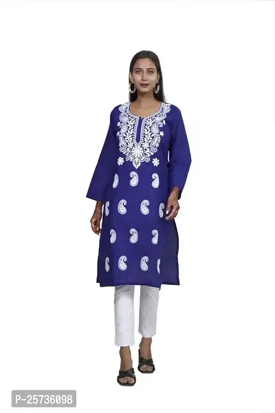 Women's Georgette Chikankari Embroidery Anarkali Kurta Blue