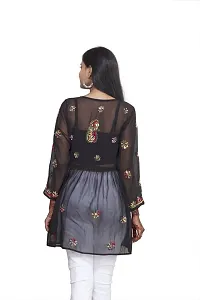 Women's Georgette Chikankari Embroidery Anarkali Kurta (Colour:-Balck Size:-42)-thumb3