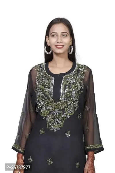 Sahara Women's Georgette Chikankari Embroidery Kurta-thumb4