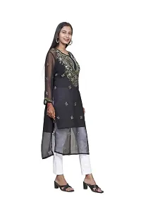 Women's Georgette Chikankari Embroidery Anarkali Kurta (Colour:-Black Size:-38)-thumb1