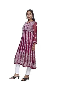 Sahara Women's Georgette Chikankari Embroidery Anarkali Kurta (Rani 38)-thumb3