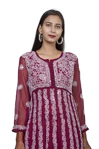 Sahara Women's Georgette Chikankari Embroidery Anarkali Kurta (Rani 38)-thumb1