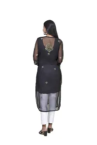 Women's Georgette Chikankari Embroidery Anarkali Kurta (Colour:-Black Size:-42)-thumb4