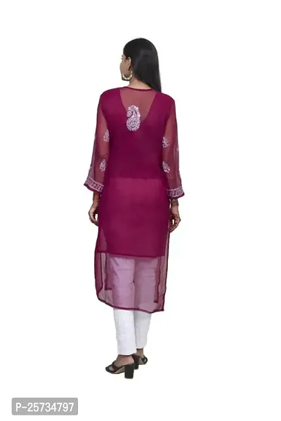 Sahara Women's Georgette Chikankari Embroidery Kurta-thumb5