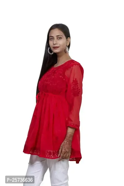 Sahara Women's Georgette Chikankari Embroidery Kurta-thumb3