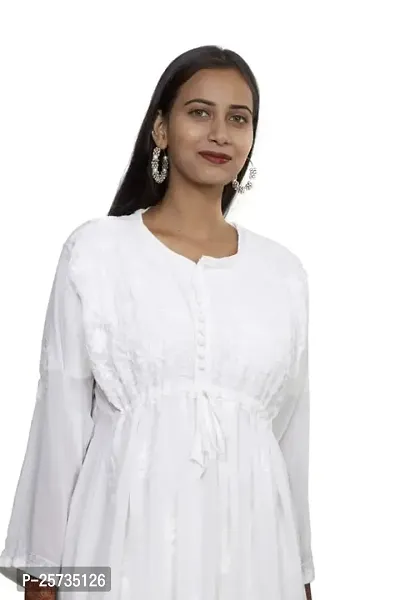 Women's Georgette Chikankari Embroidery Anarkali Kurta White-thumb2