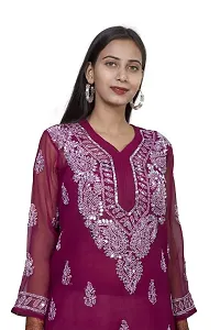 Sahara Women's Georgette Chikankari Embroidery Kurta-thumb1