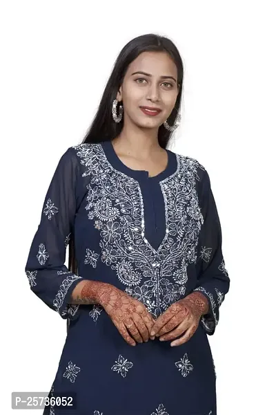 Women's Georgette Chikankari Embroidery Anarkali Kurtas-thumb2