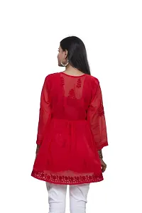 Women's Georgette Chikankari Embroidery Anarkali Kurta Red-thumb2