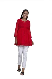 Women's Georgette Chikankari Embroidery Anarkali Kurta Red-thumb3