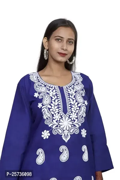 Women's Georgette Chikankari Embroidery Anarkali Kurta Blue-thumb2