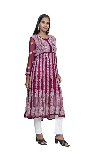 Sahara Women's Georgette Chikankari Embroidery Anarkali Kurta (Rani 38)-thumb2