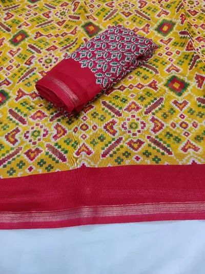 Alluring Cotton Printed Sarees With Blouse Piece