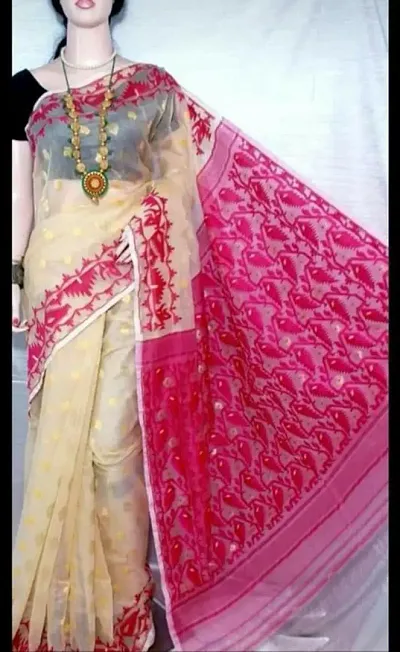 Attractive Jamdani Saree without Blouse piece